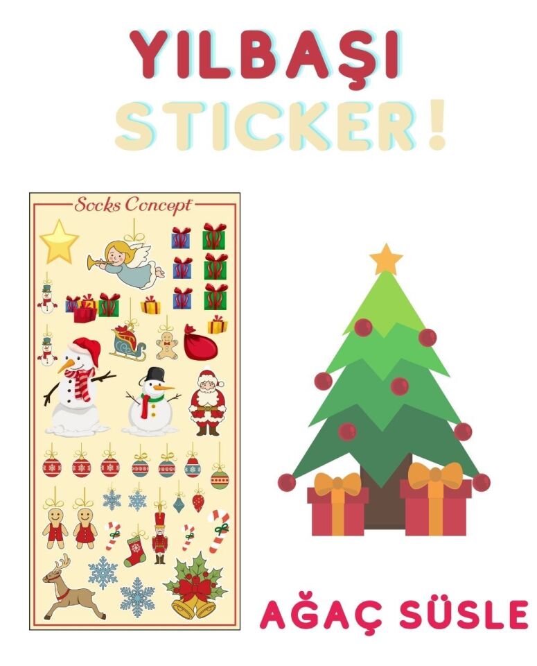 Su Geçirmez Sticker Çam Ağacı Süs Desenli