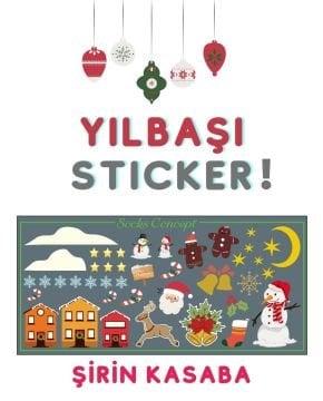 Kasaba Figürlü Su Geçirmez Yılbaşı Stickerı