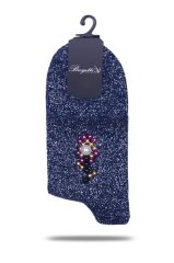 İnci Aksesuarlı Çorap Lacivert Gümüş Simli Fiona LACİVERT - TEK BEDEN