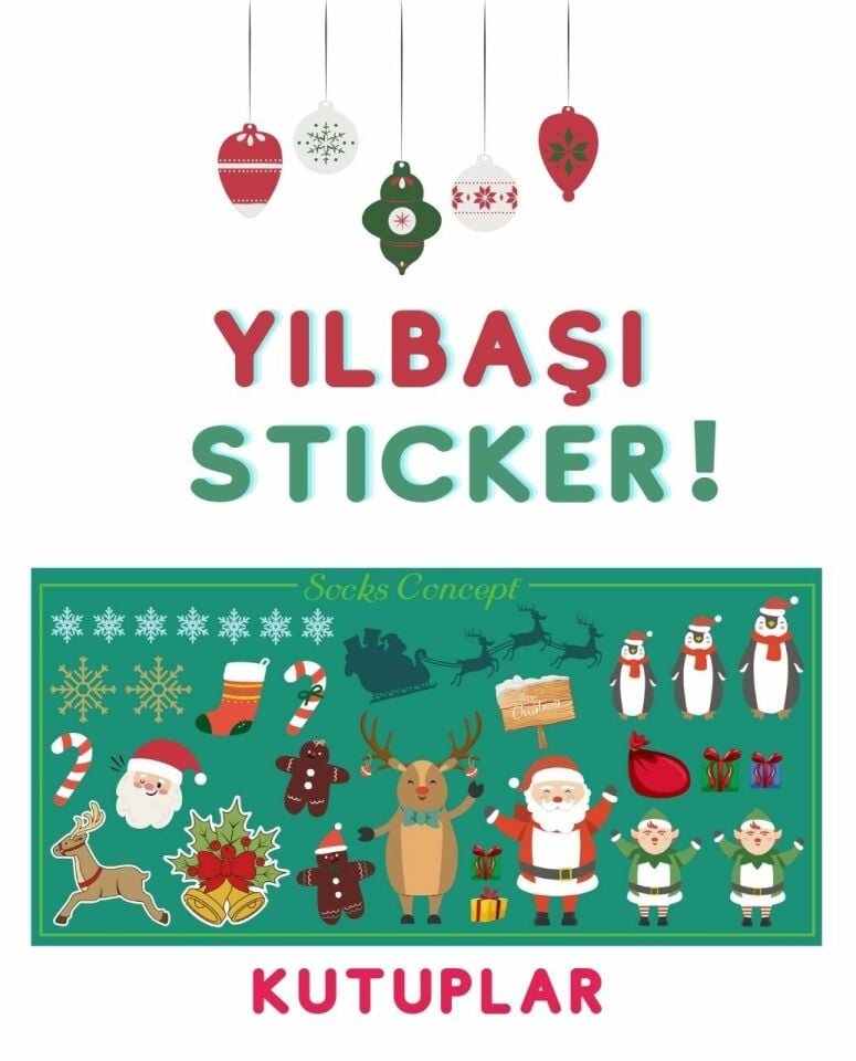 Su Geçirmez Sticker Yılbaşı Süsleri Detaylı