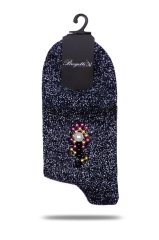 İnci Aksesuarlı Çorap Siyah Gümüş Simli Fiona SİYAH - TEK BEDEN