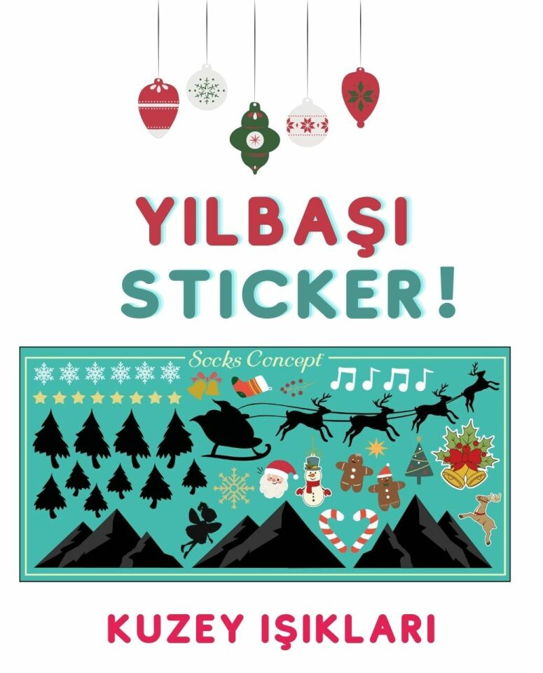 Su Geçirmez Eğlendiren Yılbaşı Figürlü Sticker