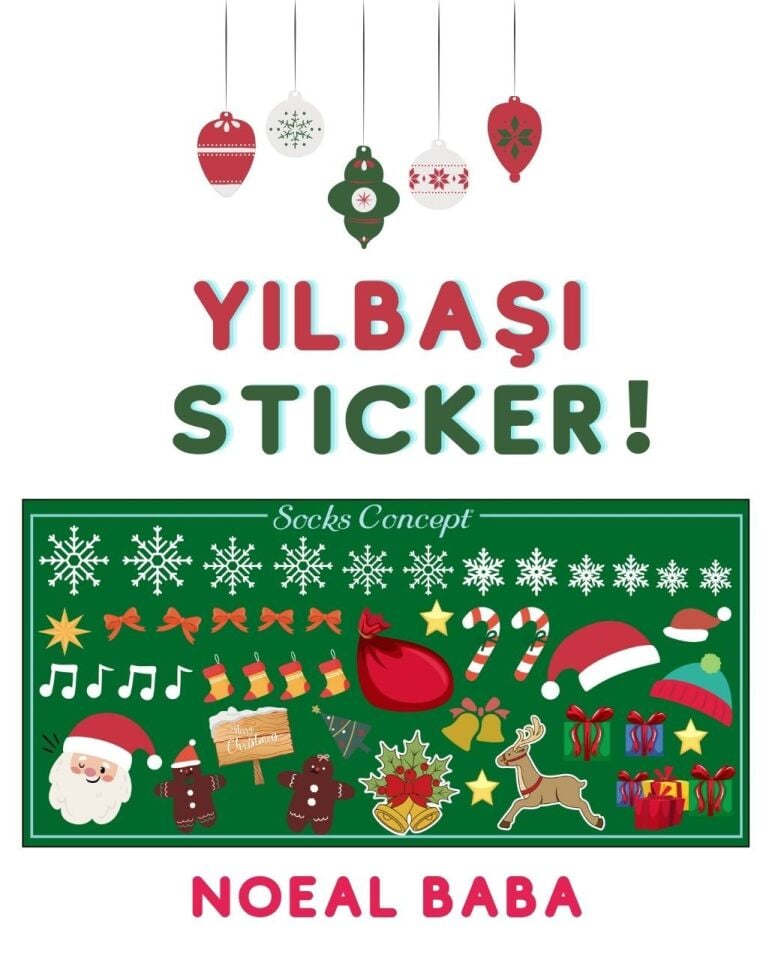 Noel Desenli Su Geçirmez Sticker