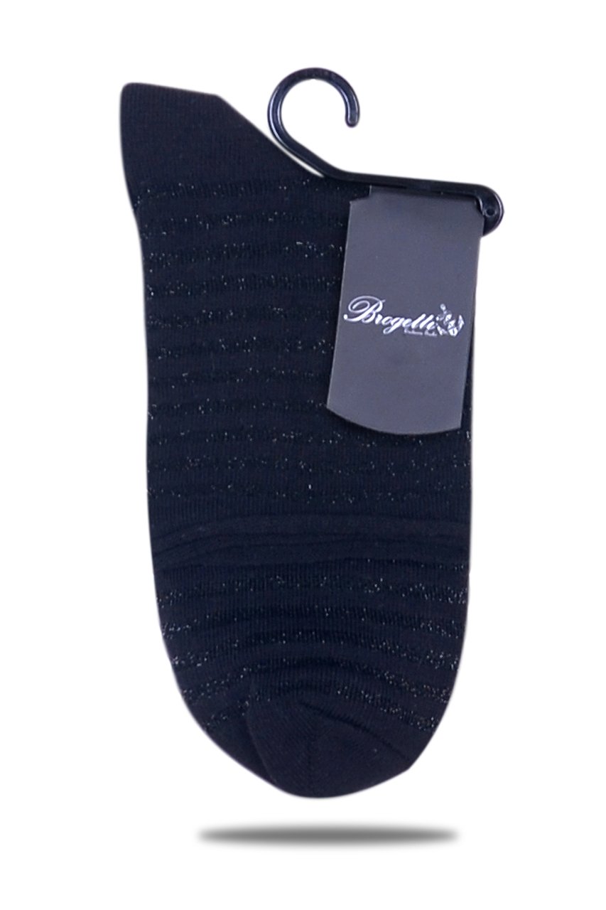 Lastiksiz Çizgili Siyah Simli Çorap Cırcle SİYAH - TEK BEDEN