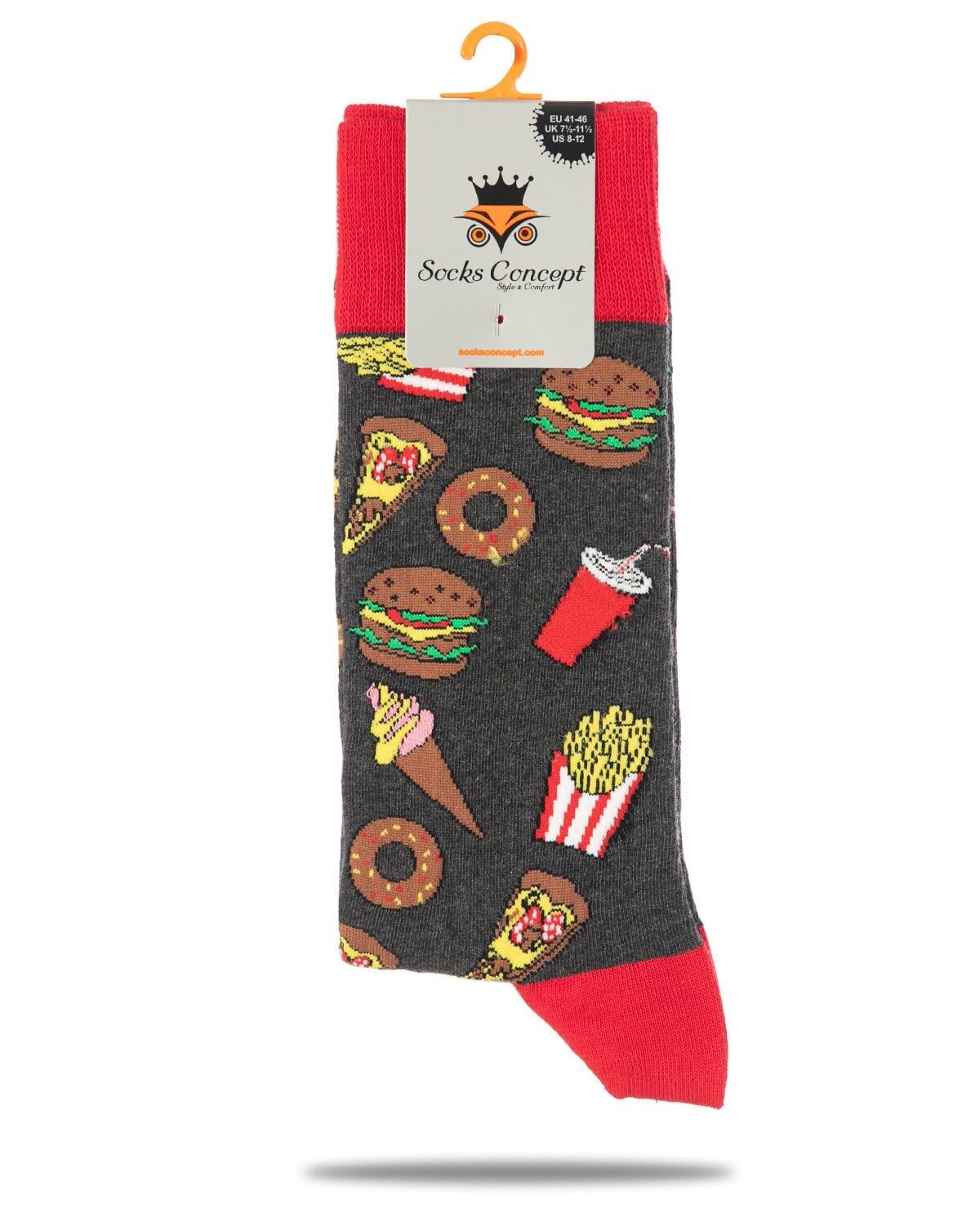 Fast Food Desenli Erkek Soket Çorap