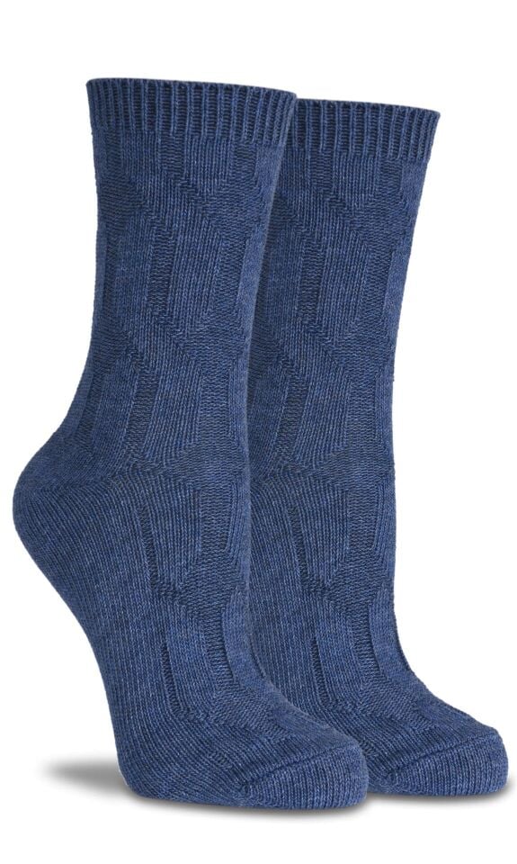 Gri Renk Örgü Desen Kışlık Soket Çorap