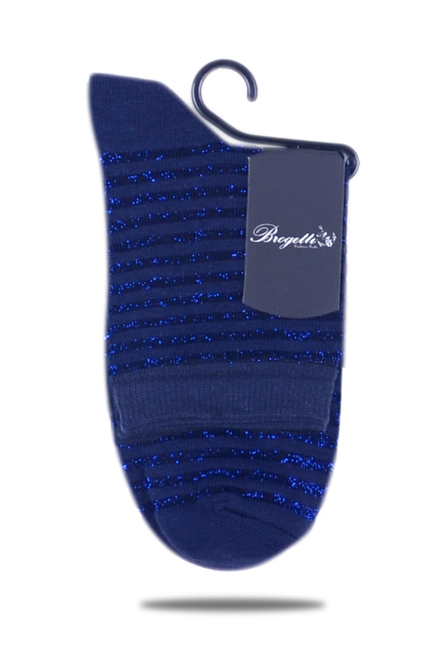 Çizgili Lacivert Simli Çorap Arya LACİVERT - TEK BEDEN