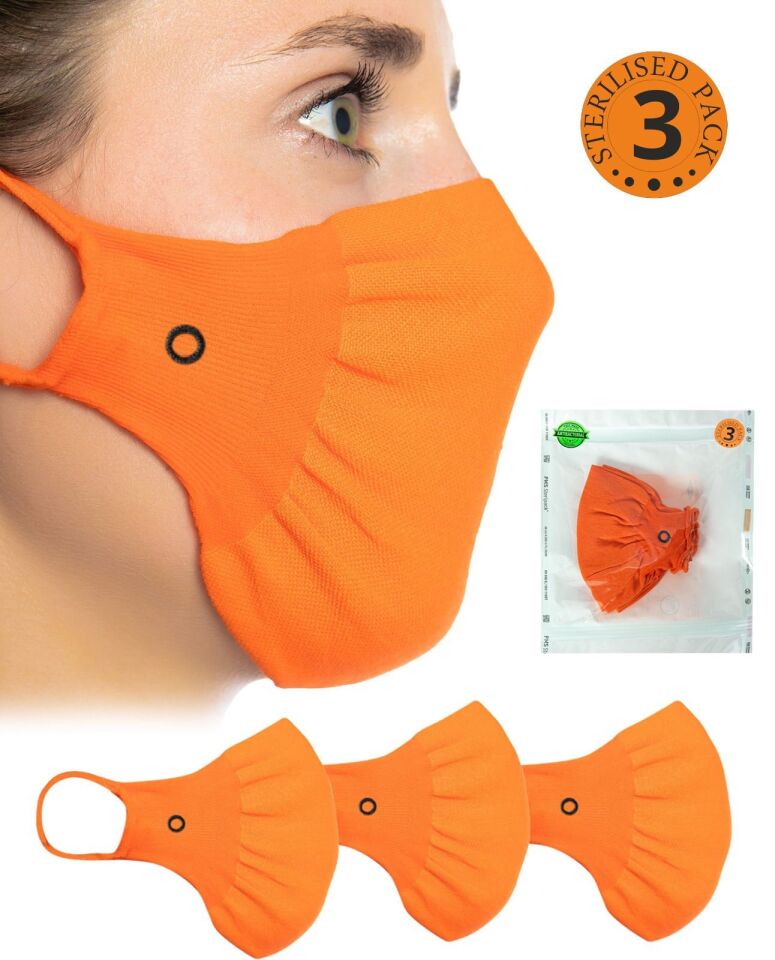 3lü Steril Antibakteriyel Yıkanabilir Turuncu Maske