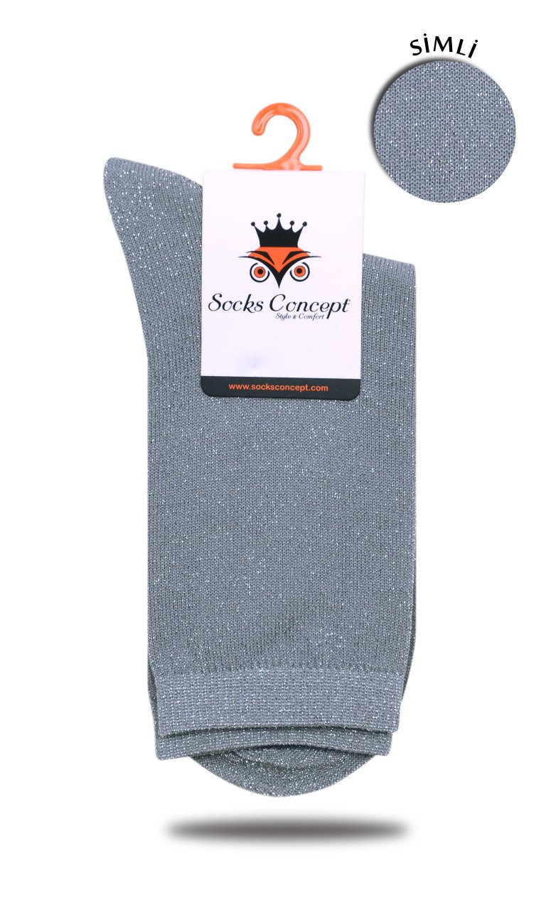 Gri Renk Simli Soket Çorap GRİ - 35/39