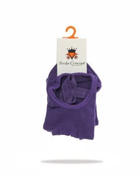Şerit Lastik ve Kaydırmaz Parmaksız Yoga Çorabı Mor Renk