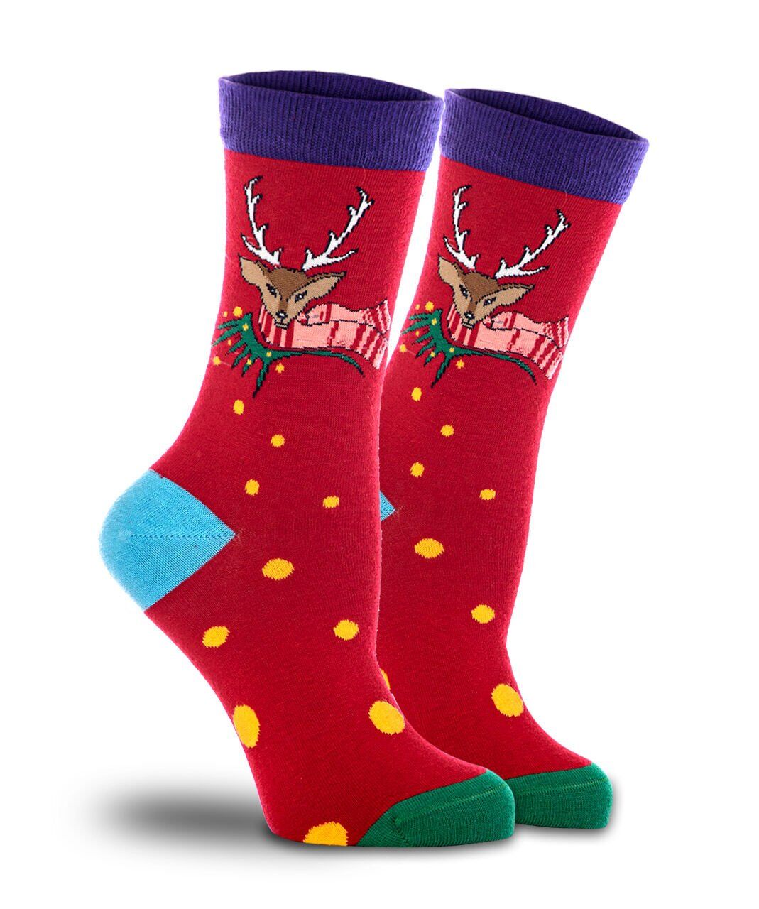 Geyik Desenli Kadın Yılbaşı Çorabı