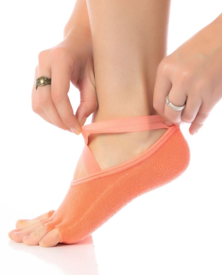 Pilates ve Yoga Çorabı Lastikli Turuncu Renk