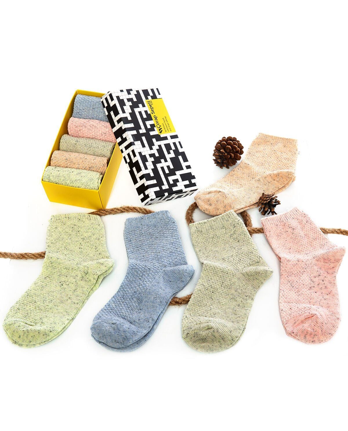 Renkli Kadın Kışlık Çorap 5li Paket