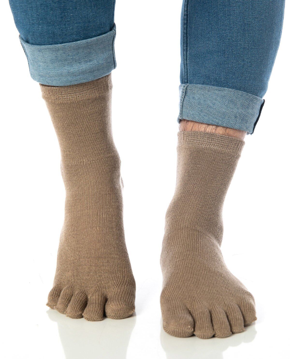 Bambu Parmaklı Çorap Unisex Sütlü Kahve Renk