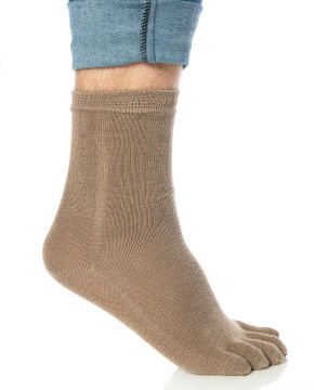 Bambu Parmaklı Çorap Unisex Sütlü Kahve Renk