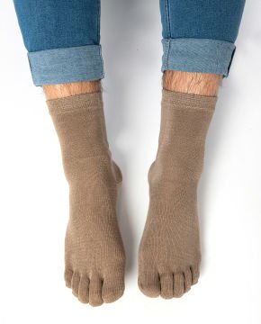 Bambu Parmaklı Çorap Unisex Sütlü Kahve Renk