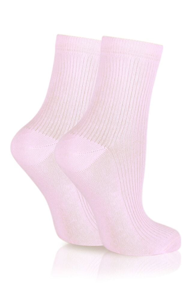 Cropt Toz Pembe Düz Soket Çorap