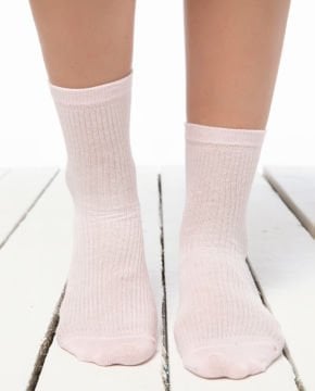Cropt Toz Pembe Düz Soket Çorap