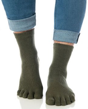 Parmaklı Çorap Unisex Koyu Yeşil Renk