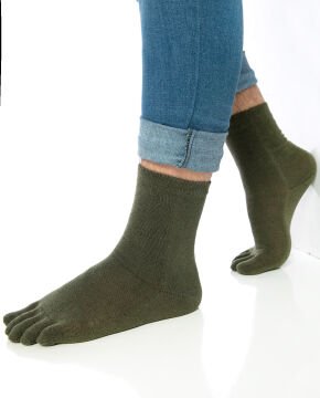 Parmaklı Çorap Unisex Koyu Yeşil Renk