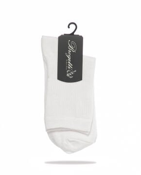 Cropt Beyaz Düz Soket Çorap