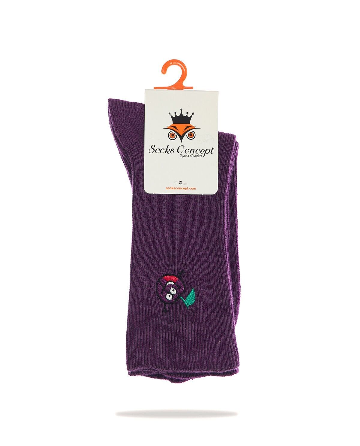 Erik Nakışlı Mor Renk Kadın Soket Çorap