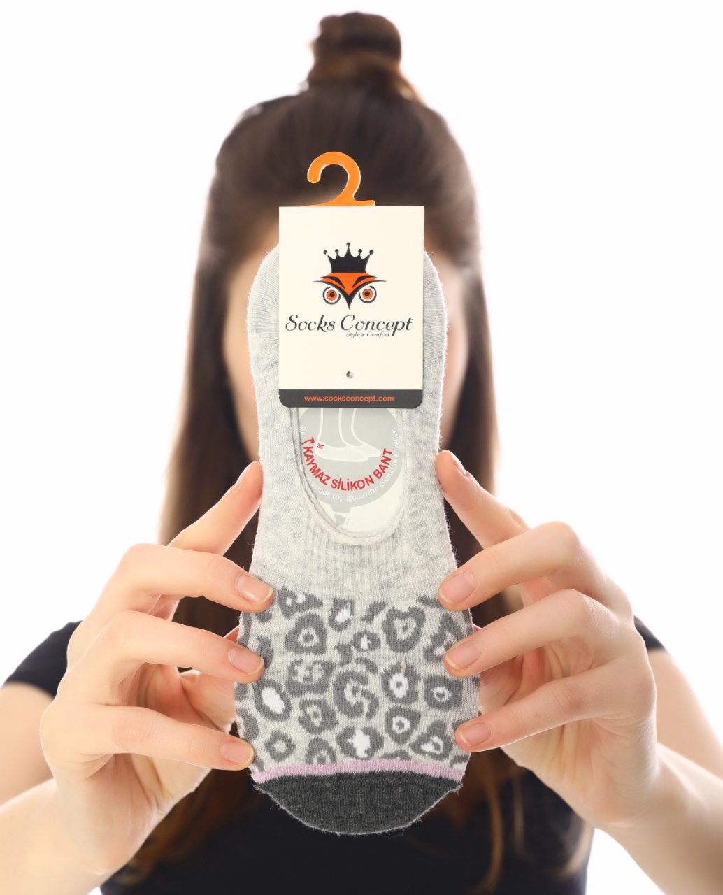 Gri Renk Leopar Desen Babet Çorap GRİ - 35/39