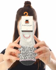 Gri Renk Leopar Desen Babet Çorap GRİ - 35/39