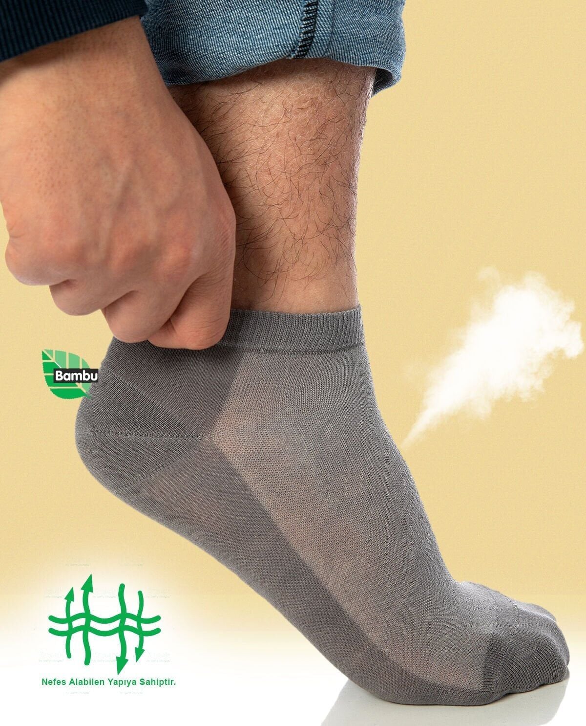Bambu Gri Erkek Kısa Soket Çorap Brogetti