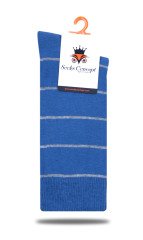 İndigo Mavi Renk Gri Çizgi Detaylı Soket Çorap INDIGO - 35/39