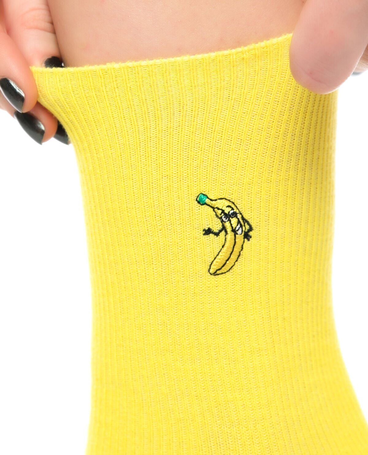 Muz Nakışlı Sarı Renk Kadın Soket Çorap