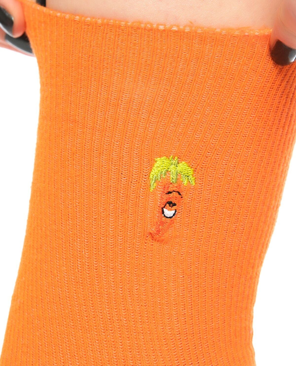Havuç Nakışlı Turuncu Renk Kadın Soket Çorap