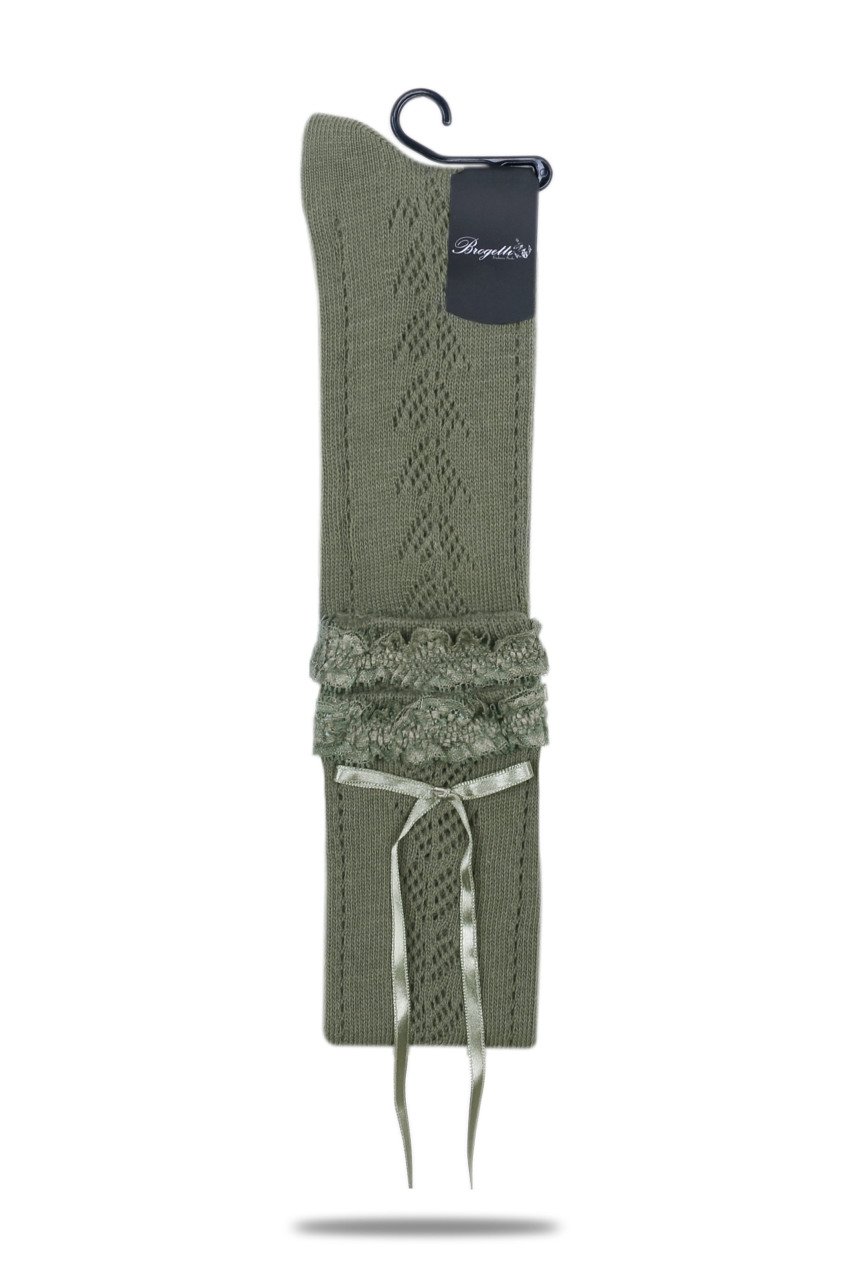 Yeşil Diz Üstü Dantel Detaylı File Çorap Jessica YEŞİL - TEK BEDEN