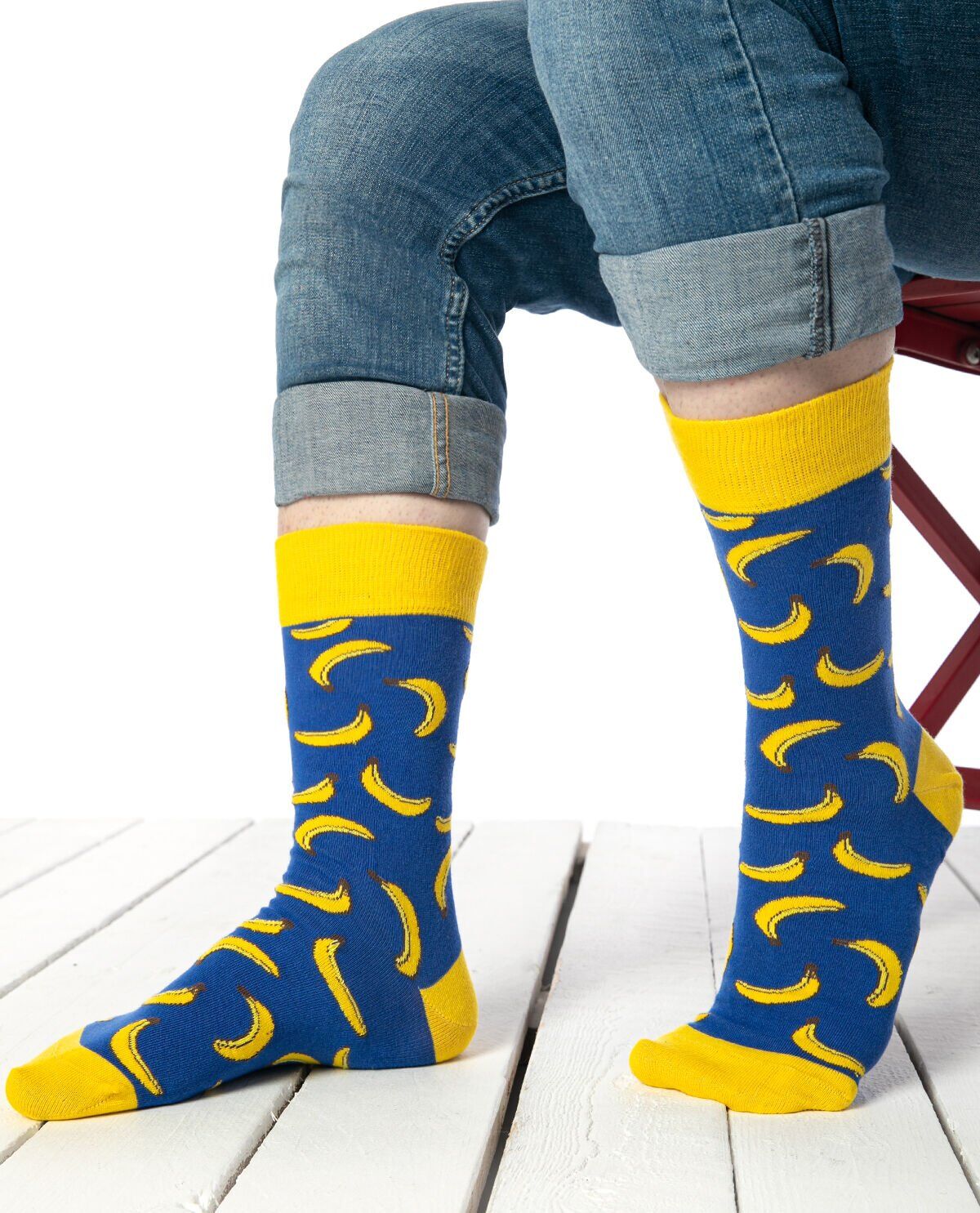 Muz Nakış ve Desenli Sevgili Soket Çorabı