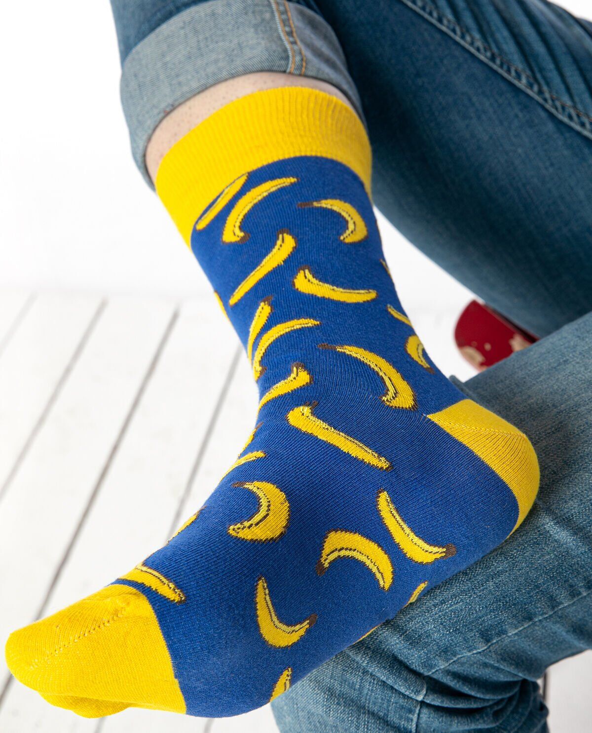 Muz Nakış ve Desenli Sevgili Soket Çorabı