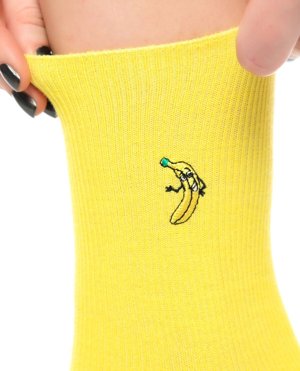 Muz Nakış ve Desenli Sevgili Soket Çorabı