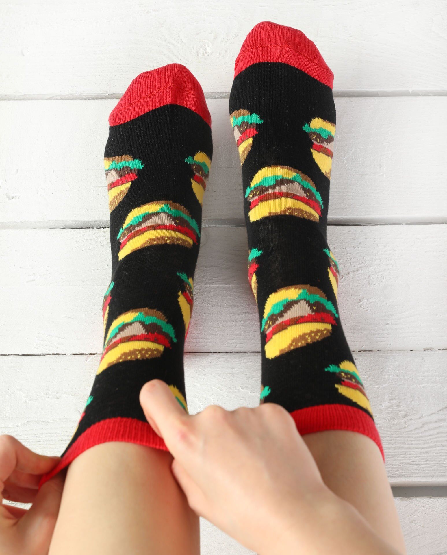 Fast Food Desenli Sevgili Çorap Kombini