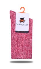 Kırmızı Muline Örgü Desen Kışlık Soket Çorap KIRMIZI - 35/39