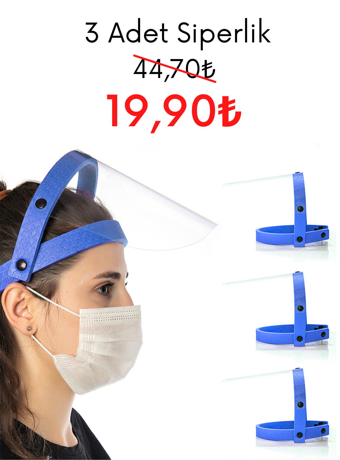 Koruyucu Siperlik Mavi Renk 3lü Eko Paket