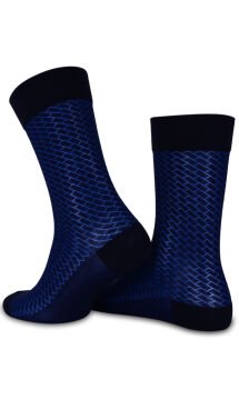 Danton Exclusive Saks Mavi Geometrik Desen Erkek Çorabı