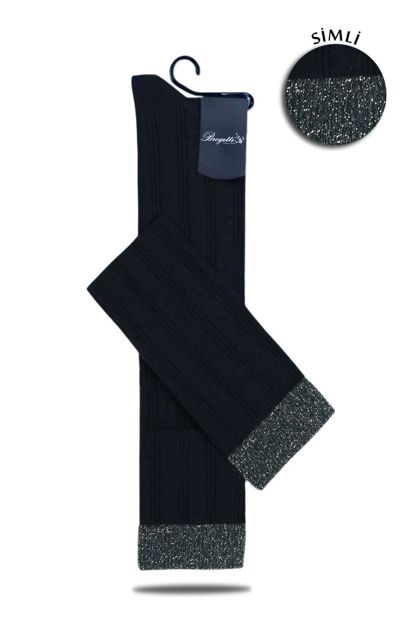 Lastiği Simli Uzun Dizüstü Çorap Siyah Noble SİYAH - TEK BEDEN