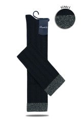 Lastiği Simli Uzun Dizüstü Çorap Siyah Noble SİYAH - TEK BEDEN