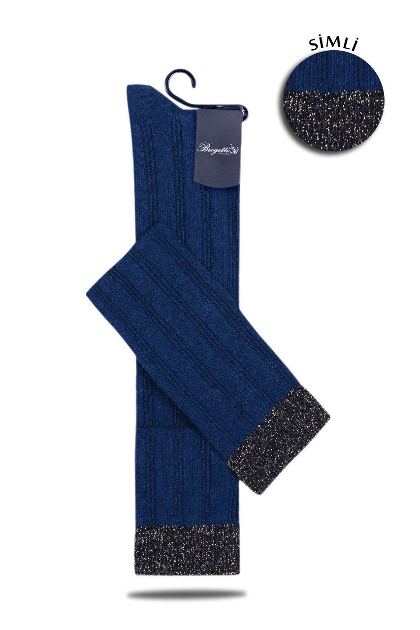 Lastiği Simli Kısa Dizüstü Çorap Lacivert Noble LACİVERT - TEK BEDEN