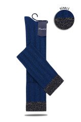 Lastiği Simli Kısa Dizüstü Çorap Lacivert Noble LACİVERT - TEK BEDEN