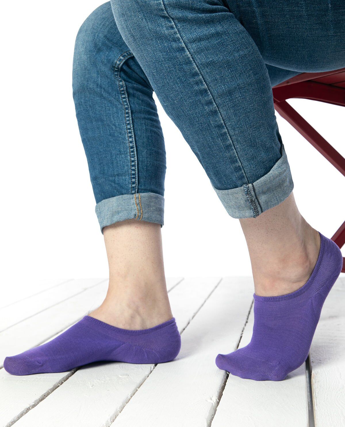 Mor Renk Kaymaz-Silikonlu Sneakers Babet Çorap MOR - 42/44