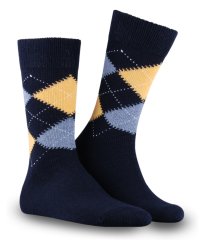 Renkli Ekose Desen Erkek Kışlık Çorap LACİVERT - TEK BEDEN