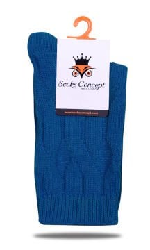 Lacivert Renk Örgü Desen Soket Çorap