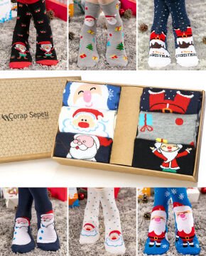 6lı Ekonomik Paket Noel Baba Desenli Soket Çorap PKT58