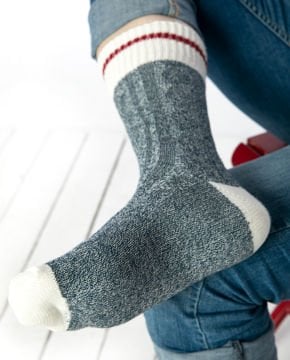 Bordo Çizgi Desen Antrasit Muline Kışlık Çorap