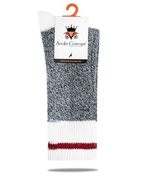 Bordo Çizgi Desen Antrasit Muline Kışlık Çorap